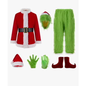 7PCS Christmas Costumes-Adult Furry Christmas Cosplay Costume Santa Outfit Sets