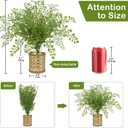 Faux Greenery Stems in Vase Aritificial Fern Plant in Glass Vase with Faux Water & Woven Cover Small Fake Desk Plants Greenery Centerpieces for Farmhouse Kitchen Dinner Tables Shelves Plants Decor