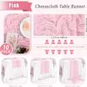 10 Pack Pink Cheesecloth Table Runner 17x108 Inch Semi Sheer Boho Rustic Gauze Cheese Cloth Table Runners for Wedding Party Birthday Baby Shower Home Dcor