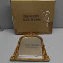 HSDDHOME Vintage Gold Vanity Makeup Desk Mirror - Antique Chic Arch Table Mirror with Carved Resin Frame, Small Standing Arendahl Mirror for Living Room, Bedroom, Tabletop (13.2" x 12.8")