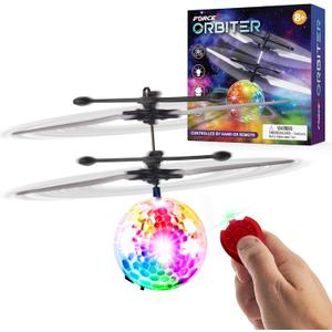 Force1 Orbiter Flying Orb Ball Toy Hand Operated Spinner Drones for Kids - Mini UFO Drone Toys with Remote, Rechargeable LED Indoor Floating Hover Hand Controlled Orb Toys (Multicolor Orb 1pk)