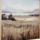 Signature Design by Ashley Clarkford Classic Framed Gallery Wrapped Canvas Wall Art 40 x 40 Inches, Light Brown & Light Blue