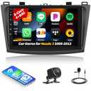 4+64G 8-Core Android 13 Car Stereo for Mazda 3 2009-2013 with Wireless CarPlay Android Auto, 9'' IPS Touchscreen GPS Navigation with WiFi Mirror Link Bluetooth FM RDS DSP 32EQ SWC Backup Camera