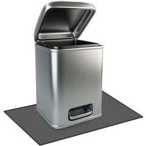 Waterproof Trash Can Mat with Raised Edge Non Slip Under Garbage Mat Trash Can Pads Protective Silicone Rubber Tray for Kitchen to Avoid Spills Floor Scratches(Black,15.8" X 23.6")