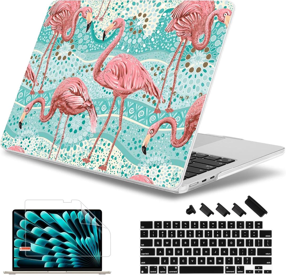 May Chen for M5 MacBook Air 13.6 Inch Case 2026 2025 2024-2022 Release M5 A3449 M4 A3240 M3 A3113 M2 A2681, Plastic Hard Shell Case for MacBook Air 13.6" with Retina Display, Flamingo