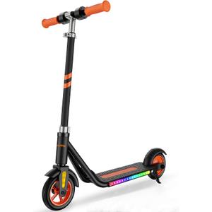 Scoothop Electric Scooter for Kids Ages 6+, 150w Hub Motor, Up to 10 mph, 60 mins Ride Time, Led Display, Colorful Lights, 4 Height Adjustable, Best Gift Ideas for Boys and Girls, Black