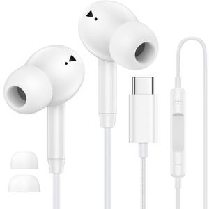 Wired Earbuds USB C for iPhone 17 16 Wired Headphones USB C, USBC Ear Buds in-Ear Earphones for iPhone 17 Pro Max 17Pro Air 16 15 Plus 16e Braided Cord Samsung Galaxy S25 Buds Headsets with Microphone