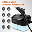 Pressurized Handheld Steam Cleaner, Portable Steamer for Cleaning with 1.2L Large Tank, 15s Fast Heat-Up, 6-Level Adjustable, Powerful Steam Cleaner for Home, Car, Kitchen, Tile, Grout (Black)