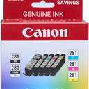Canon PGI-280/CLI-281 Genuine Combo Pack, Compatible with TR8520, TS9120,TS8120, TS6120, TS9521C/a, TS9520/a, TS8220, TS6220, TS8320, TS6320, TS702/a, and TR8620/a Series Printers