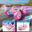 RC Car Pink 4WD Remote Control Car 360 Flip DoubleSided LED Light Bar & QuickSwap USBC Modular Battery, 2.4GHz NoInterference Popular Outdoor Beach Toy, Popular Gift for Girls Ages612