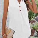 Women Summer Tops Sleeveless V Neck T Shirts Button Down Shirts Dressy Casual Clothes Fashion Trendy Blouses (Small)