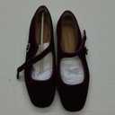 Amazon Essentials Womens Mary Jane Ballet Flat (5, Burgundy Velvet)