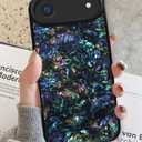SCORPIFY for iPhone 17 Air Case [Compatible with MagSafe] with Gleam Mystic Abalone, Cute Magnetic Phone Cover Bumper for Women Girls and Men, Black Glitter Sparkle Iridescent with Mother of Pearl