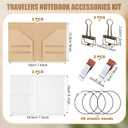 Travelers Journal Notebook Accessories Kit Include Travel Kraft File Folder, Zipper Case, Pen Holder, Binder Clip and Elastic Bands Travel Accessories Supplies(2 Pack,Passport Size)