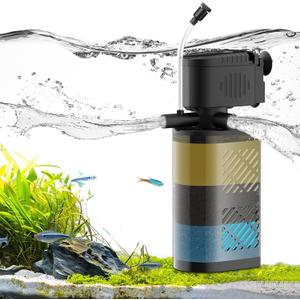 Aquarium Filter for 20-60 Gallon Tanks, Internal Fish Tank Filter, Powerful Submersible Pumps Fish Filter, Turtle Tank Filter, with Dual Water Outlet & Aeration