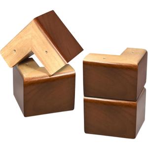 AORYVIC Solid Wood Legs for Furniture, L-Shaped Bed Risers, Furniture Legs for Sofa Couch Dresser Cabinet Table, Couch Sofa Feet, Furniture Risers, Bed Lifters 4 Pack (Brown)