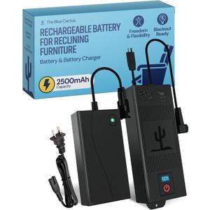 The Blue Cactus Universal Battery Pack for Reclining Furniture with LCD Display- Wireless 2500mAh Rechargeable Battery for Electric Recliner, Power Sofa, Couch, Lift Chair- Fits 2-Pin Motion Furniture