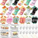 Dansydaisy 48 Pcs Novelty Social Worker Gifts Bulk Include Funny Cotton Ankle Socks Makeup Bag Keychain Greeting Card for Thank You Appreciation Birthday Graduation Gifts Supplies (L)