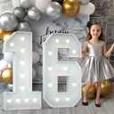 Marquee Numbers 4 Feet Tall: Large 16th Birthday Decorations for Her Him 4FT Light Up Numbers White Anniversary Party Decor Big Backdrop Foam Cardboard Number 16
