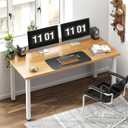 Need 54.3 Inch Large Computer Desk, Modern Simple Style Desk for Home Office, Basic Writing Table for Study Student, Teak White