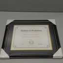 GraduationMall 8.5x11 Diploma Frame with Black over Gold Mat or Display 11x14 Certificate without Mat,Solid Wood & UV Protection Acrylic,Glossy Black Finish with Gold Trim