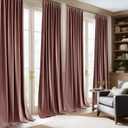NICETOWN Dusty Rose Pink 90 inch Long Velvet Curtains Panel - Elegant and Beautiful Home Decor Window Drapes for Girls Pleat Tape with Back Tab, W52 x L90, Set of 2