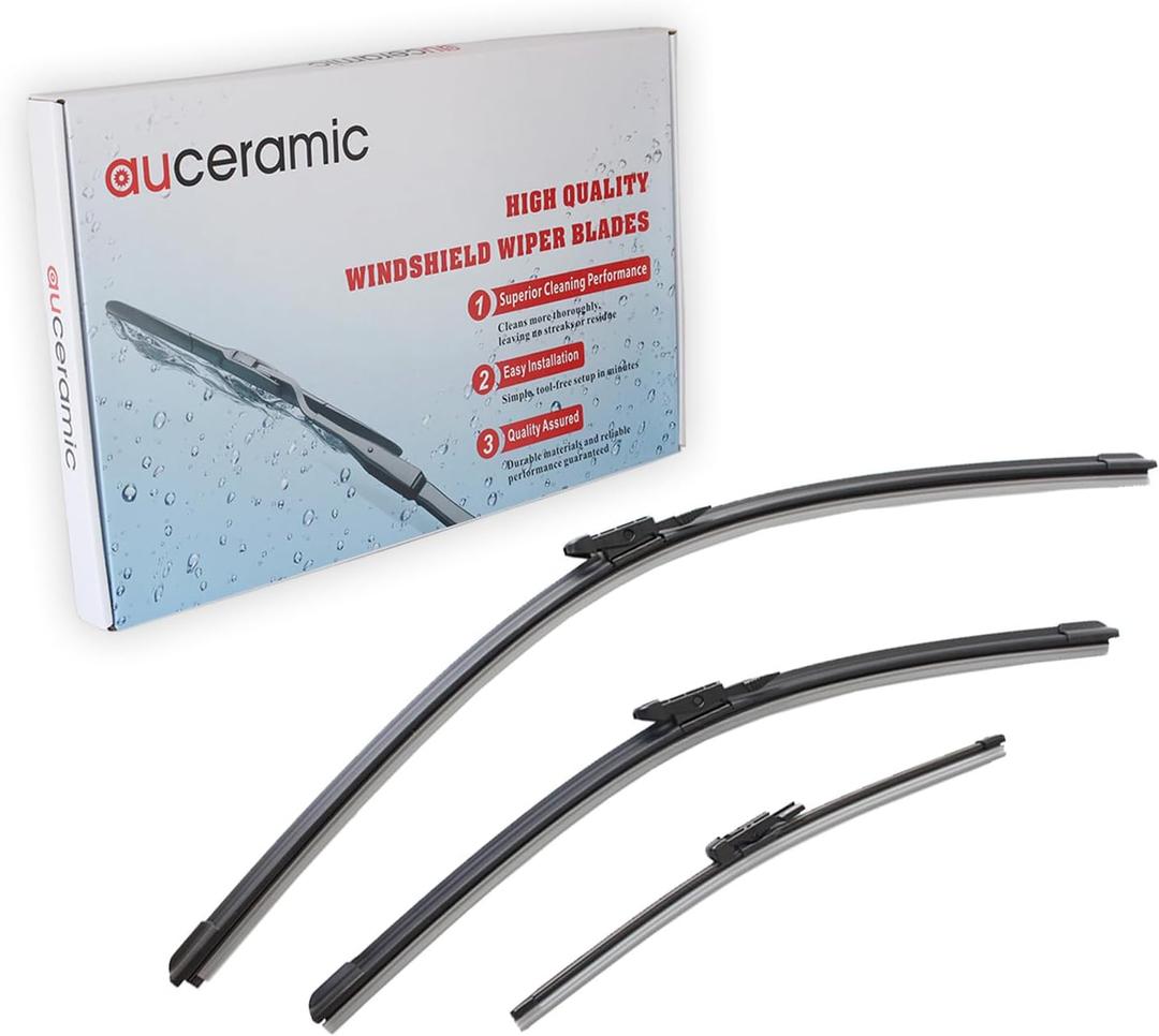 AUCERAMIC Wiper Blades Fit for Mercedes-Benz GLA250/CLA250 2014-2015, GLA45 AMG 2014-2015, Automotive Replacement Windshield Wiper Blades 24 "+19"+12"(Set of 3)