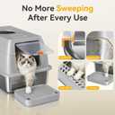 XL Enclosed Stainless Steel Litter Box with Lid, Light Gray | covered, High Sided, Rustproof & Leak Proof, Easy Clean, Odor Control, Includes Scoop & Step