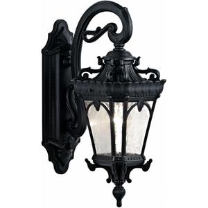 Kichler Tournai 18" 1 Light Outdoor Wall Light with Clear Seeded Glass in Textured Black