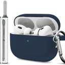 MOLOVA AirPod Pro Case Cover with Cleaner Kit, Soft Silicone Cover for AirPods Pro Case 2nd/1st Comes with Keychain for Women Men,Suitable Cases for Airpods Pro 2nd Generation Case and 1st-Noon Blue