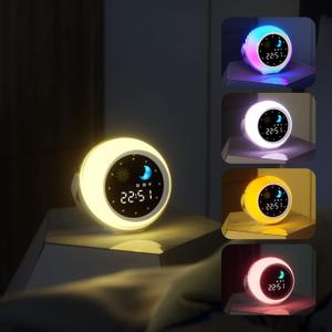 Alarm Clock for Kids, Bluetooth Music Player&Digital Clock, Sleep Sound Machine for Kids Bedroom, Kids Alarm Clock Sleep Trainer with Wake up Light, Ok to Wake Clock for Kids (Adjustable Colors)