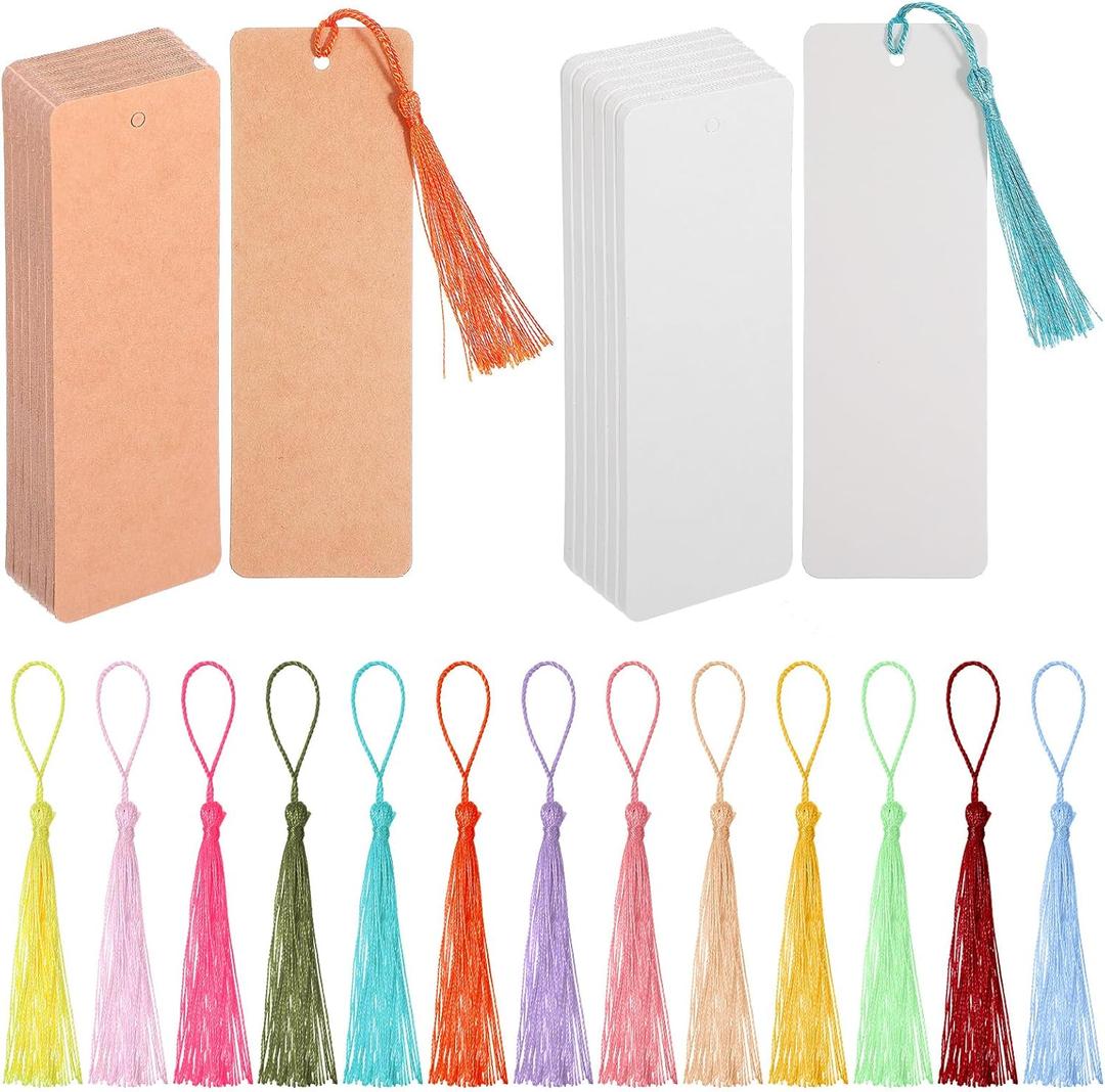 3 x Bookmarks Craft Bookmarks with Colorful DIY Wooden String Kit for Painting Scrapbooking Gift Tags Journals Stationery 12 Blank Wood Creative Bookmark Making Set for Adults Artists Party Favors