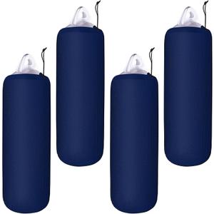 Woanger 4 Packs Boat Fender Cover 8" x 20" Fleece Marine Bumper Covers for Center Rope Tube Style Fenders (Boat Fender Not Included) (Navy Blue)