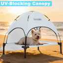 S/M/L Outdoor Elevated Dog Cot with Canopy & Side Shade for Camping Small Medium Dogs (Carry Bag), Portable Cooling Raised Dog Bed