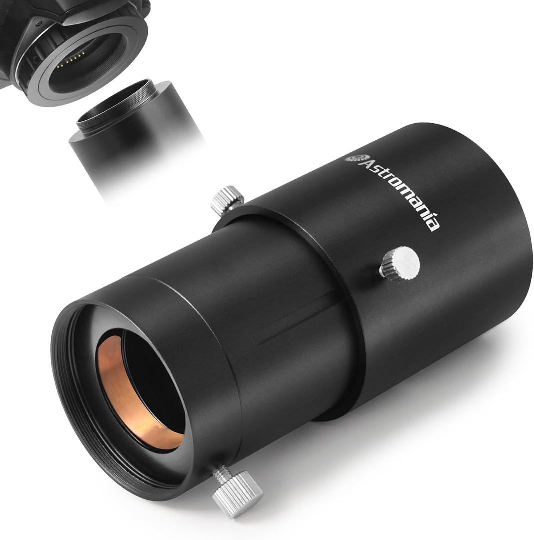 Astromania Telescope Camera Adapter, 2 Inch Extendable Photo Adapter Metal Telescope Accessories for Prime-Focus or Eyepiece-Projection Astrophotography Extended Cylinder for Astronomy Telescopes