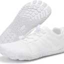 Barefoot Shoes Men Women Minimalist Wide Toe Box Zero Drop Lightweight Cross Training Shoes Trail Running Hiking Sneakers (8.5 Women/7.5 Men, White)