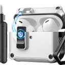 TiMOVO Case for Airpods Pro 3 (2025) with Secure Lock Clip, Automatic Pop-up Full Drop Protective Hard Cover for Apple AirPod Pro 3rd Generation with Climbing Hook & Cleaning Kit, White+Black