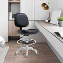 Ainilaily Drafting Chair Tall Office Chair for Standing Desk - Shop Stool with Backrest, Esthetician Drafting Stool with Wheels,Counter Height Chair for Studio, Workbench (Black, with Foot Rest), 21 inches x 20 inches x 18 inches