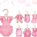 7Pcs Girl Clothes Wood Baby Closet Dividers Lovely Pink Hanging Closet Organizer Newborn to 24 Month Infant Wardrobe Organizer for Home Nursery Baby Shower