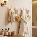 Natural Wooden Wall Hooks,4 Pack Wall Mounted Wood Hat Hook, Heavy Duty Coat Hanger for Bathroom, Rustic Farmhouse Decor for Hanging Coats, Backpack,Hat,PurseWhite