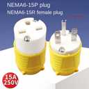 Extension Cord Ends Female, NEMA 5-15R 5-15P, 15 Amp 125 Volt 2 Pole 3 Wire Straight Blade Plug Grounding,Yellow