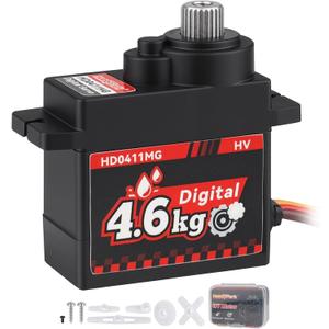HobbyPark Waterproof 12g Servo Micro Servo Motor Metal Gear Arduino Servo 4.6kg High Torque Digital Servo Mini Servo for Axial SCX24 AX24 1/24 RC Crawler Car RC Airplane RC Boat RC Robotics