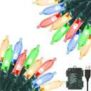 Christmas Lights 33ft 100 LED Battery String Lights with Timer Memory Function USB or Battery Powered Waterproof String Lights for Indoor Outdoor Decoration
