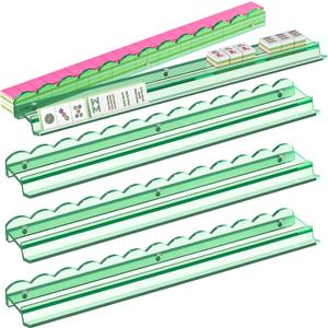 20-Inch Acrylic Mahjong Racks with Pushers - Extra Long Clear Magnetic Mahjong Pushers Set of 4, Fits 1.2''&1.5" Large Tiles for American Mahjong Game Nights, Ergonomic & Durable (translucent green)