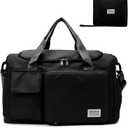 Travel Bag, Large Capacity Folding Travel Bag, Sports Gym Bag with Wet Pocket & Shoes Compartment, Foldable Travel Duffel Bag, Weekender Overnight Bag for Women and Man (Black)