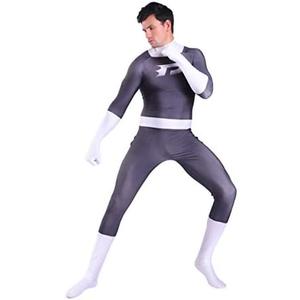 Gesikai Danny Phantom Cosplay Costume 3D Print Spandex Zentai Suit SuperHero Bodysuit Halloween Costume for Adults Kids XL