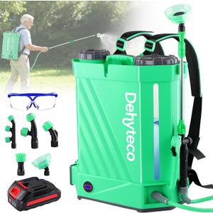 Battery Powered Backpack Sprayer with Mixer 4.2 Gallon, Upgraded Backrest & Strap, Adjustable PSI 0-100, Electric Garden Sprayer Compatible with Makita 21V/2.6Ah Battery & Charger, 5 Nozzles & Goggles