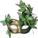 Zinniday Butterfly Masquerade Mask for Woman - Elf Fairy Masks Monarch Butterfly Eyemask for Woman Lady Couples Halloween (Gold Green)
