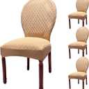 Large Round Back Dining Chair Slipcovers, Set of 4/6 Stretch Dining Chair Covers for Kitchen Dining Room Chair Seat Protectors (4, Khaki, Large)