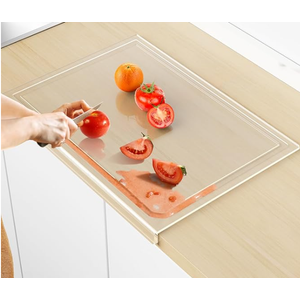 Acrylic Cutting Board with Juice Groove, Non Slip Clear Cutting Board with Counter Lip, 17.5x13.5 Inch Cutting Boards for Kitchen Countertop, Dough Mat, Kitchen Gadgets 2024, Gifts for Women